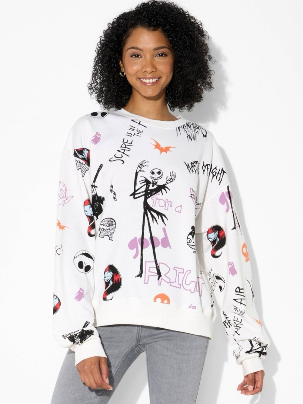 Nightmare Before Christmas Graphic Halloween Sweatshirt Oversized